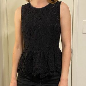 J. Crew Black Lace Peplum Top
